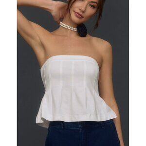Maeve By Anthropologie Womens The Fontana Flared Tube Top Size L White